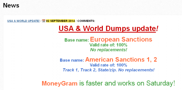 A massive new batch of cards labeled "American Sanctions" and "European Sanctions" went on sale Tuesday, Sept. 2, 2014.