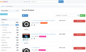 The "Fraud Related" section of the Evolution Market.