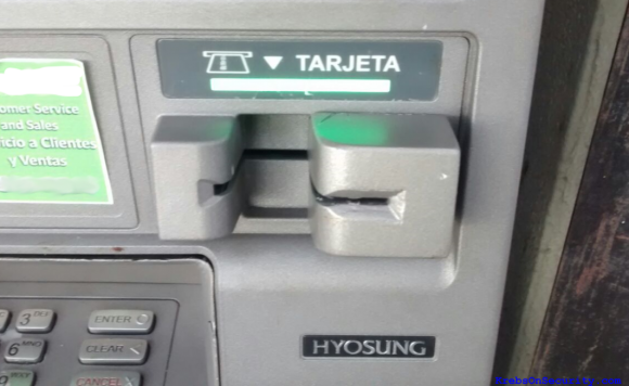 The card skimming device, as attached to a compromised ATM in Puerto Vallarta.