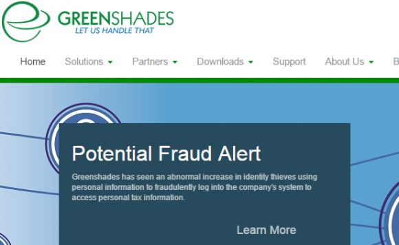 A notice on the Greenshades Web site.