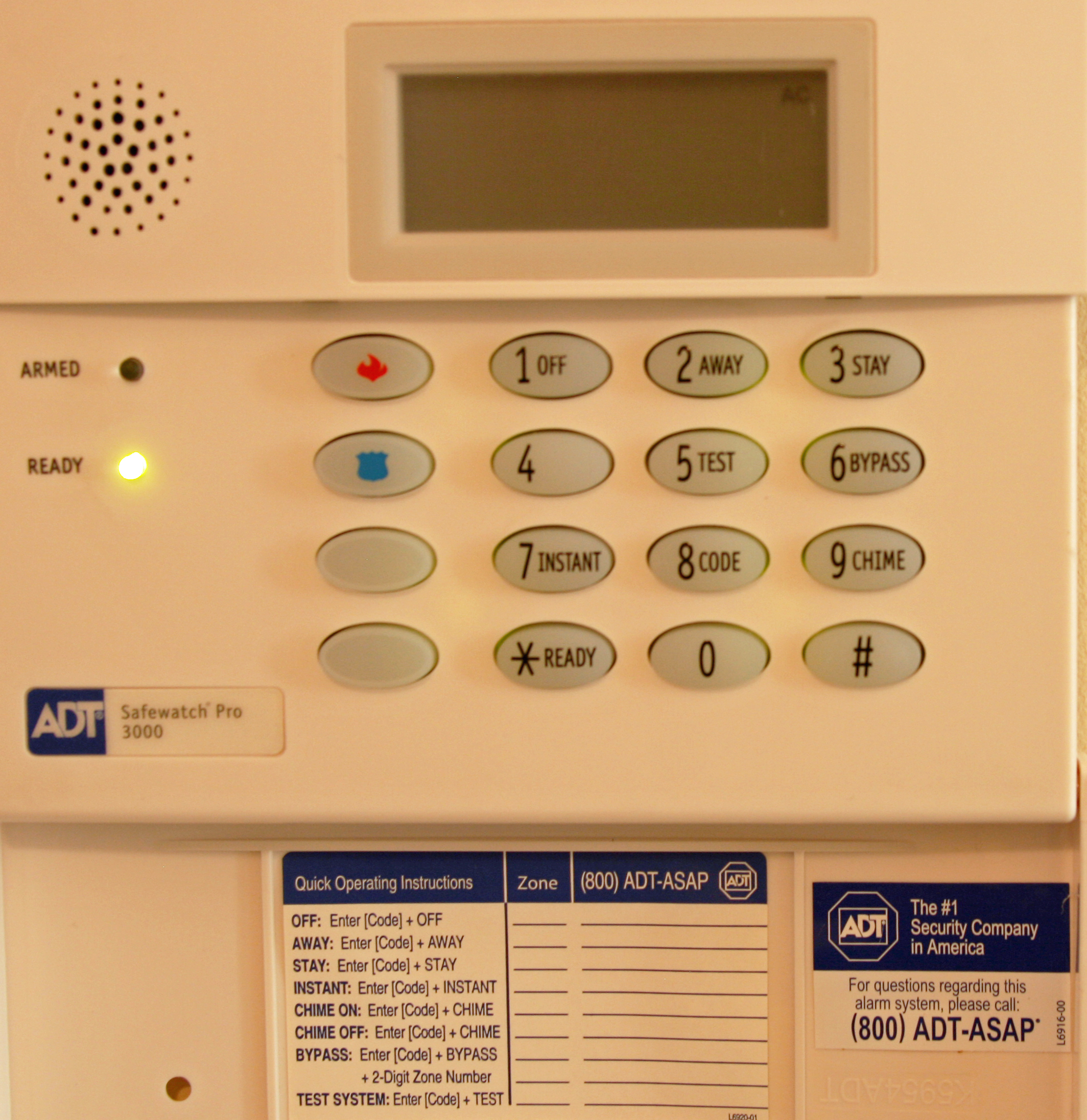 adt control panel key