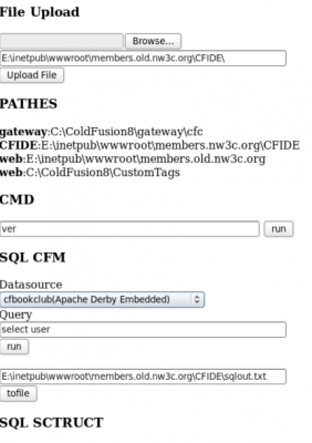 A page from the ColdFusion exploit server used by the attackers.