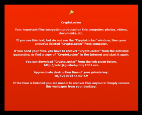 This message is left by CryptoLocker for victims whose antivirus software removed the file needed to pay the ransom.