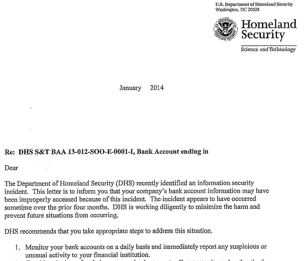 Dhs Alerts Contractors To Bank Data Theft Krebs On Security