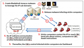 A diagram showing how crooks abused no-ip.com's services to control malware networks. Source: Microsoft.