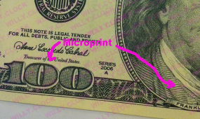 Counterfeit Series 1996 $100 bill.