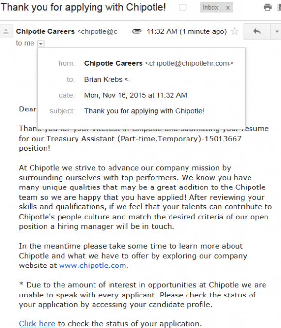 Chipotle Serves Up Chips, Guac & HR Email Krebs on Security