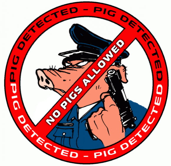 A major vendor of stolen credit cards tries to detect suspicious transactions by law enforcement officials. When it does, it triggers this "pig detected" alert.
