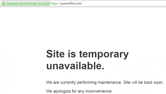 Pwnedlist.com went offline shortly after my phonecall with InfoArmor. 