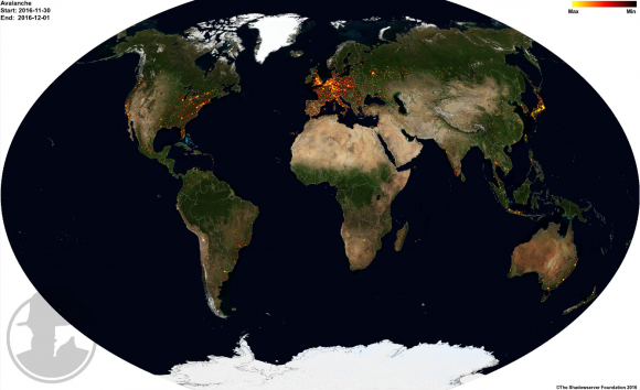 The global distribution of servers used in the Avalanche crime machine. Source: Shadowserver.org