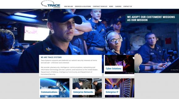 La page d'accueil de Trace Systems.