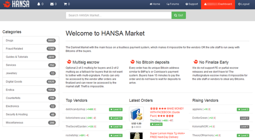 hansa market bitmessage