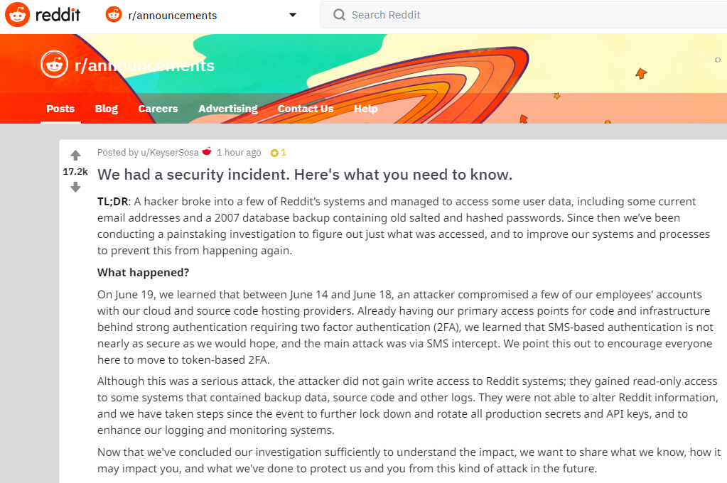We had a security incident. Here's what you need to know. : r/announcements