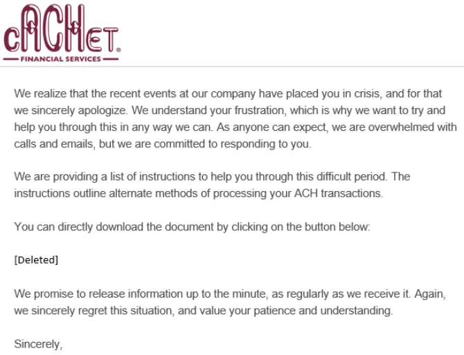 Cachet Financial Reeling from MyPayrollHR Fraud