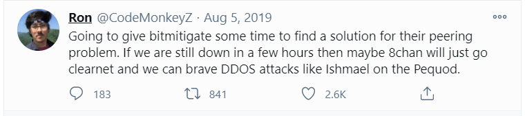 QAnon/8chan sites back online after being ousted by DDoS