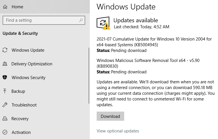 cannot install cumulative updates windows 10