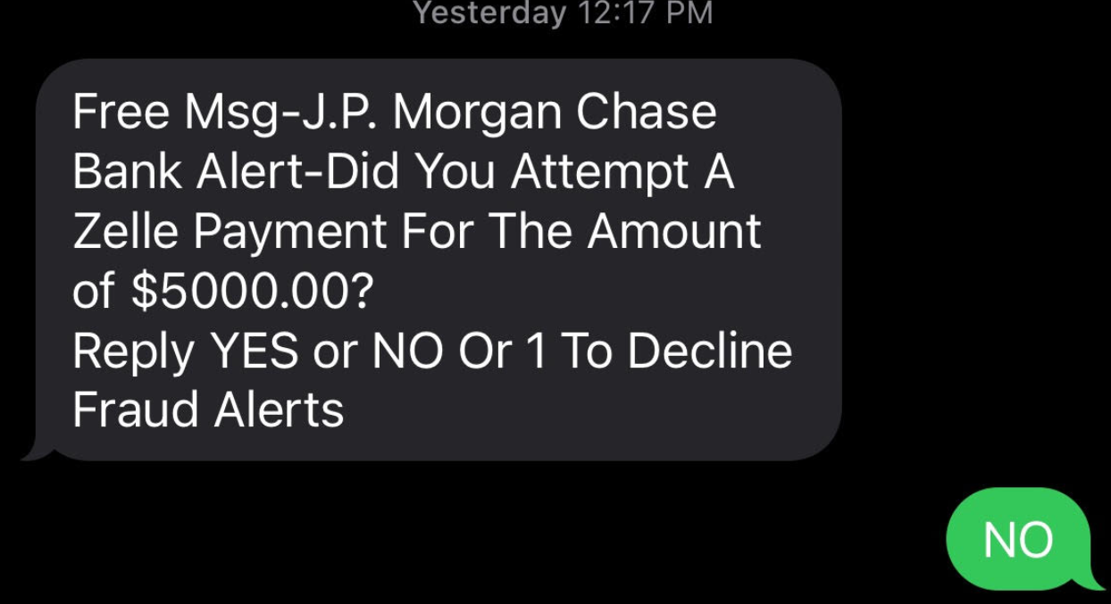 Chase 2025 text hoax