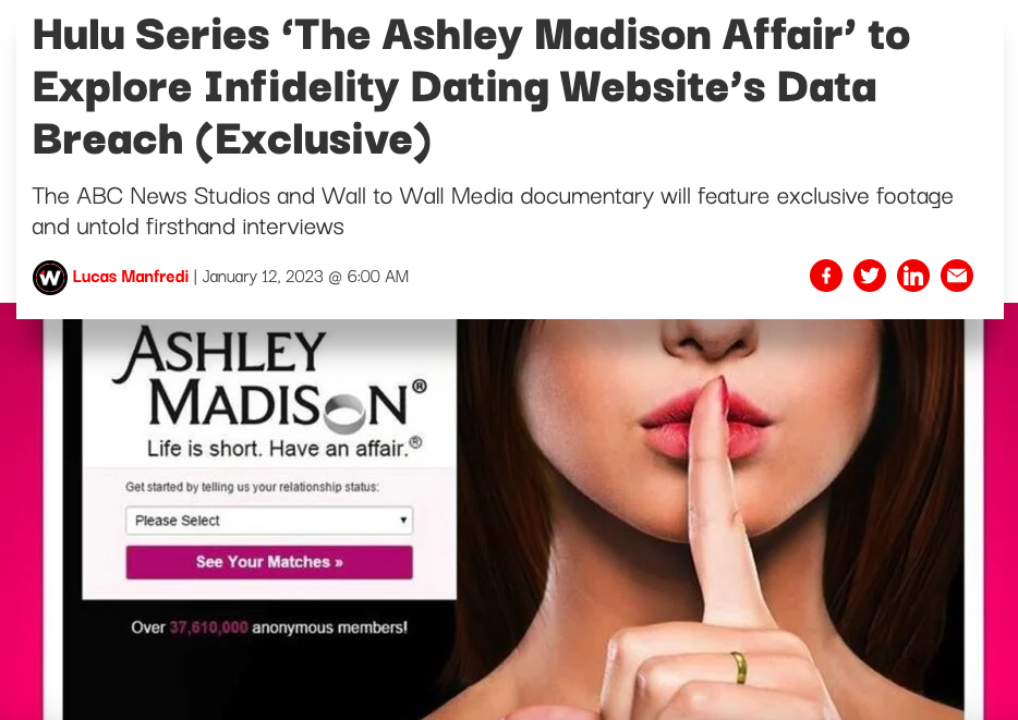 KrebsOnSecurity in Upcoming Hulu Sequence on Ashley Madison Breach – Krebs on Safety