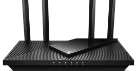A black Archer AX21 router from TP-Link. Image: tp-link.com.
